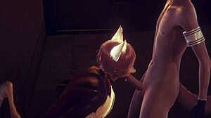 Fox sucks boy's cock then licks his ass in furry yaoi anime action