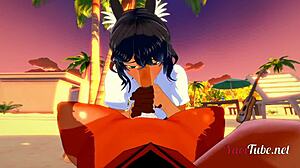 hey check out these two furry dogs giving blowjob on beach with cumshot in hardcore yaoi animation