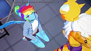 Digimon My Little Pony Yaoi - Renamon e Rainbow Dash sega pompino scopata con creampie nel culo - Yiff anime manga gay
