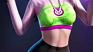 What fiery dance does d.va perform in overwatch hentai cosplay?