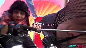 Anal domination of mature woman in balloon