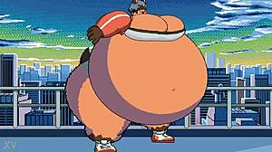 Michiru experiences detailed belly inflation in anime