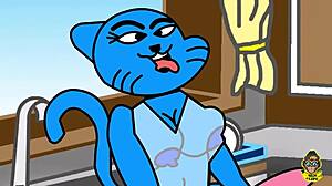 Richard and Nicole Watterson engage in intense fucking, with his big cock exploring her pussy in a hardcore anime scene, leading to licking and muff diving before the final climax.