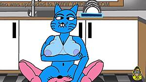 Richard and Nicole Watterson engage in intense fucking, with his big cock exploring her pussy in a hardcore anime scene, leading to licking and muff diving before the final climax.