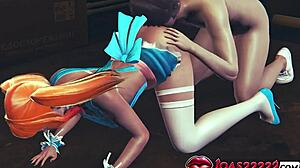 Ruiva Goya Animação Hentai 3D Closeup Rimjob Visões Inserção Duplo Dildo POV Dedilhando Buceta Apertada Orgasmo Intenso