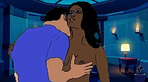 Sex animation with black ebony cunilingus and licking