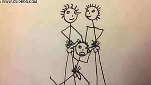 年轻健壮男人吹两个家伙在Stickman动画中