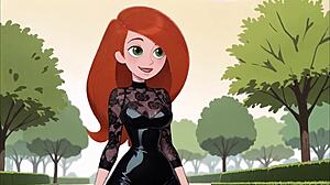 i watch the redhead cartoon girl try on black lingerie