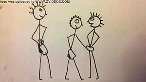 Young Fit Man Blows Two Guys In Stickman Animation
