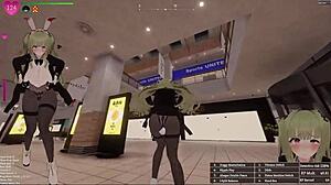 3Dヘンタイゲーム 露出の秘密 緑髪バニーガールがショッピングモールで