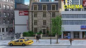 Ho visto una donna d'ufficio masturbarsi con un dildo nel camerino pubblico in un gioco hentai