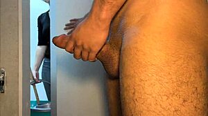 Hotel maid catches me masturbating and helps me cum