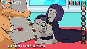 Raven plná scéna creampie kompilácia s stonaním orgazmov v Hole House hre Rule 34 hentai cartoon