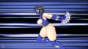Kitana ninja gostosa leva soco na barriga na luta
