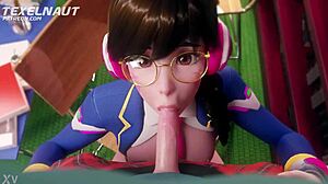 Overwatch Dva Performs Deepthroat Blowjob