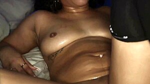 Horny black wife takes boss's cock in blowjob and creampie fuck