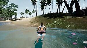 Hver pik på denne ø skal besøge Lara Crofts fisse i spil hentai 3d