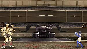 Kitana ninja gostosa leva soco na barriga na luta