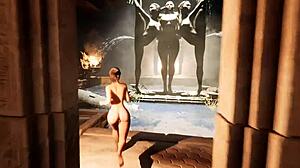 Lara выбирает свою дыру для новых гостей в хентай игре