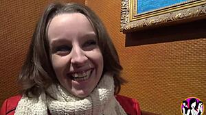 Shy pretty girl rose feels excited realizing her sodomy fantasy on camera