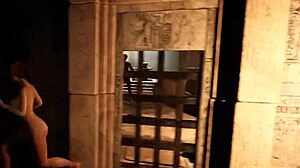 Lara si vybírá díru pro nové hosty v hentai hře