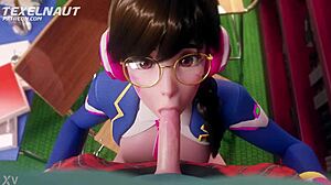 Overwatch Dva Performs Deepthroat Blowjob
