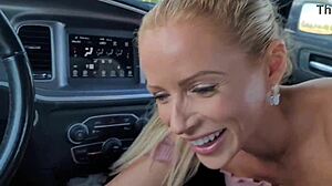 Cheating hotwife performs oral sex on a stranger for a thrilling car ride.