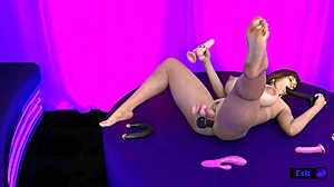 Může bimbo striptérka zvládnout pět dildů najednou v kink maker hentai hře?