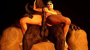 Гигантски чудовищен кур изяжда блондинка с големи цици в 3D hardcore анимация