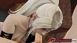 Эй, вампирша сосет большой член в 3D POV с кончей 😈