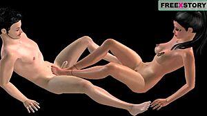 Анимирано порно с индийска бхабхи, която прави футджоб на японец в две пози