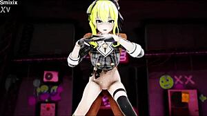 hoshimachi suisei undresses and dances in hentai clip