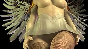 geeky angel girl in pov footjob scene