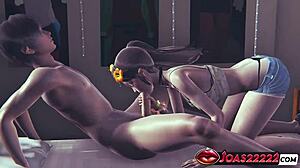 Çiçek Kızı Mizushima Marika Rule34 3D Hentai - Kısa Kot Şortlu Göğüslü Güzellik Koltukta Sakso ve El İşi Yapıyor, Derin Boğaza Masif Döl Boşalmasıyla Bitiyor