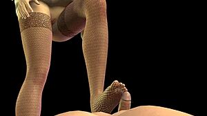 geeky angel girl in pov footjob scene