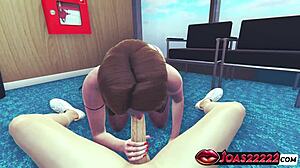 hot office milf gives seductive blowjob and slippery titsfuck in pov hentai animation