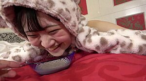19-year-old japanese beauty with black hair, slender figure, large breasts plays with toys on her beautiful pussy in uncensored asian hentai!