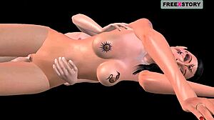 An animated video of a japanese man and indian girl in spoon position