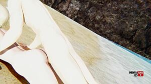 Genshin Impact הנטאי - לומין מקבלת זיון בחוף - פורנו אנימה מנגה אסיאתי יפני