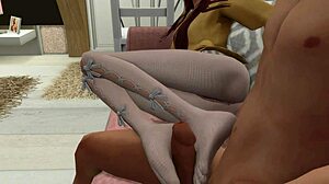 Skinny anime fan couple enjoy anal sex in pantyhose 😍