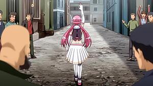 Hentai kreampaj scene s plavušom u javnom analu napolju