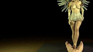 geeky angel girl in pov footjob scene