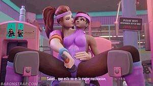 Sombra trains with brigitte in the gym