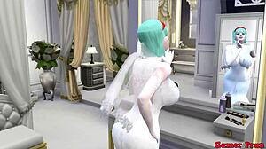 Bulma's wedding turns erotic as husband watches old man fuck her ass!