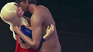 スーパーウーマンが公園でバイブで誘惑される