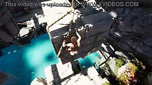 Starodávna socha sa prebúdza, aby naplnila Larinu piču spermou v 3D hentai hre