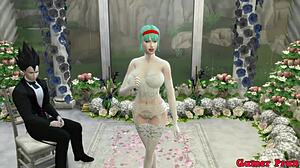 Bulma's wedding turns erotic as husband watches old man fuck her ass!