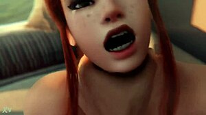 redhead with big ass and tits gets intense 3d anal fucking