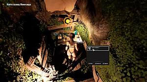 Lara Croft intenzivně roztáhne těsnou kundičku tlustou skleněnou lahví v hentai hře