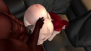 black man fucks redhead on new couch in second life